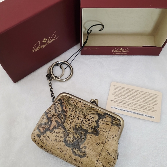 Patricia Nash European Map Print Leather Borse Boxed Coin Pouch - Picture 3 of 4